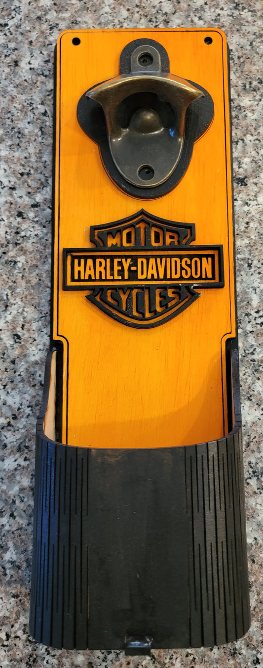 Harley Davidson Bottle Opener w/Cap Catcher 3D Logo